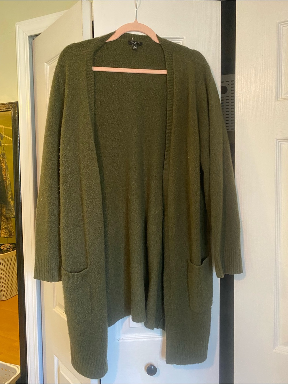 Talbots Olive Green Open-Front Women's Cardigan